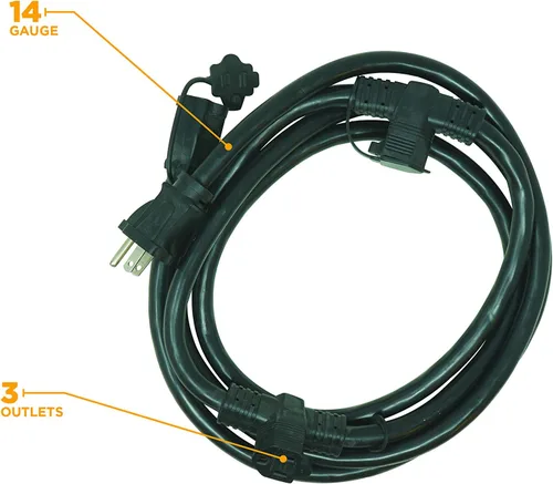 Vista 8 de Cable de extensión de Woods 3130 14/3 STW bloque de energía de tres fuentes