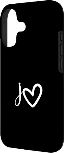 Vista 2 de Minimalist Monogram Name Initial Letter j White Heart Shape Case for iPhone 17