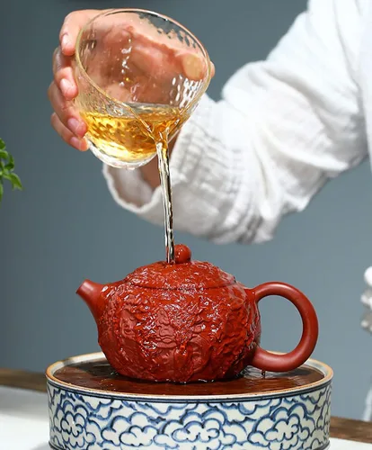 Vista 6 de Tetera Xishi de 10 onzas, dragón chino Zisha, tetera de arcilla Dahongpao Mud Kungfu, hervidor de té