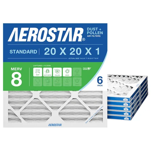 Vista 8 de Aerostar Filtro de aire MERV 8 de 20 x 20 x 1, 4 unidades, tamaño real (19.75 x 19.75 x 0.75), HVAC, aire acondicionado y filtro de horno que
