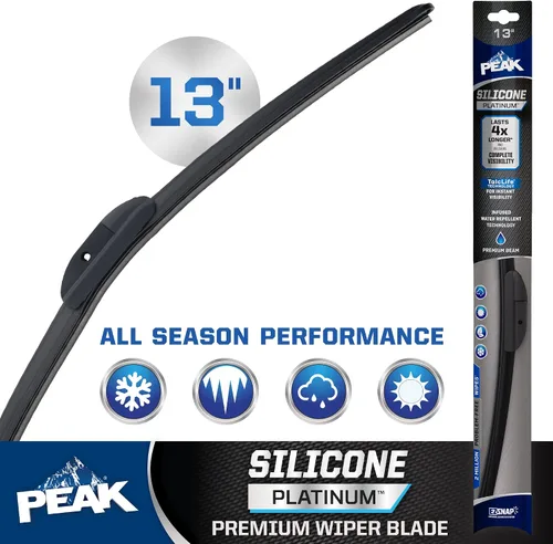 Vista 2 de PEAK Silicone Platinum - Limpiaparabrisas delantero de 13 pulgadas, limpiaparabrisas de repuesto con conector universal, paquete de 1 unidad