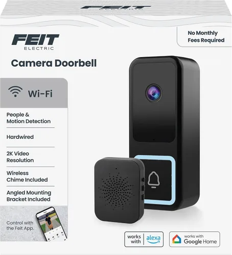 Vista 13 de Feit Electric Cámara de timbre inteligente, video HD 2K con cable, visión nocturna, detección de movimiento, audio bidireccional, compatible