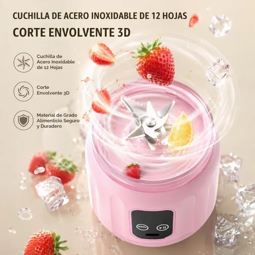 Vista 5 de Licuadoras portátiles, licuadora USB de agitación, exprimidor de viaje compacto personal de 15 onzas para batidos, tapa a prueba de fugas, mini