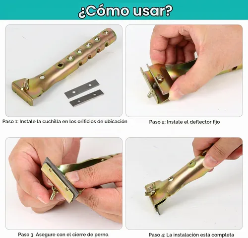 Vista 3 de Herramienta raspadora de pintura con 2 cuchillas extra reversibles de doble filo de 2 pulgadas, raspador de carburo de limpieza resistente