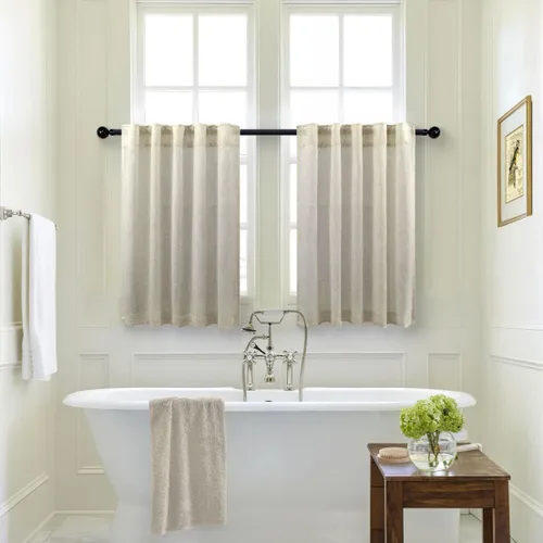 Vista 16 de Pitalk Cortinas de lino para café de 24 pulgadas de largo, con bolsillo trasero, plisadas, estilo bohemio, granja, cocina, cortinas para ventana