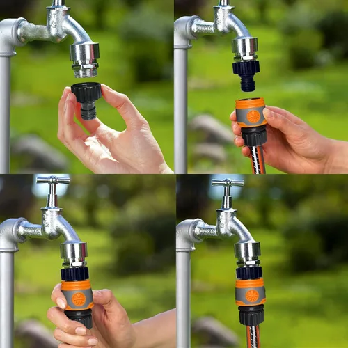 Vista 5 de 18 piezas de manguera de jardín de conector rápido de manguera de agua de plástico de 3/4 pulgadas, conectores macho y hembra, adaptadores