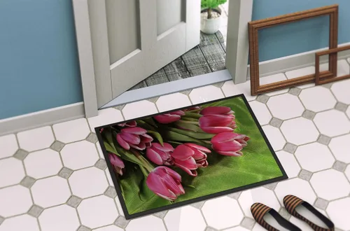 Vista 4 de Caroline's Treasures APH5048JMAT - Felpudo de tulipanes rosados de 24 x 36 pulgadas, para interiores y exteriores, para entrada, antideslizante
