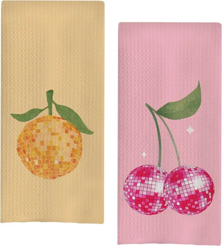 Vista 7 de Toallas de Cocina Coquette con Lazo Rosa Bola de Discoteca, Toallas de Mano Preppy Rosa para Baño, Decoración de Baño Coquette Preppy, Toallas