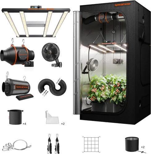 Vista 11 de Spider Farmer Kit completo de tienda de cultivo 2x4 SF2000 Samsung LM301H EVO y regulable Sistema completo de tienda de cultivo 24" x 47" x 71
