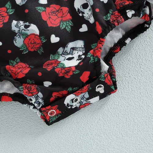Vista 5 de GOOCHEER Ropa de Pascua para bebé niña, con correa de corbata, estampado floral, vestido con volantes y diadema