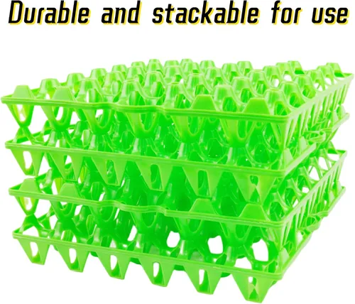 Vista 2 de Paquete de 4 cajas de plástico para huevos, 30 huevos planos, apilables, duraderas, reutilizables, color verde