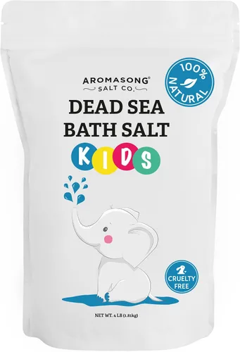 Vista 9 de Aromasong Sal del Mar Muerto para niños con aloe vera - Calmante, calmante y listo para dormir - Paquete resellable a granel de grano fino de 4