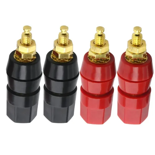 Vista 2 de 0.157 in Banana Binding Post Socket Panel Mount Rojo Negro, Paquete de 4