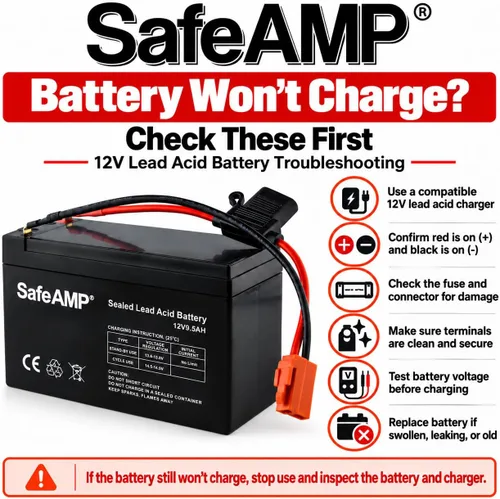 Vista 7 de SafeAMP 12V 9.5Ah Battery for Ride-On Toys, Red 2-Pin