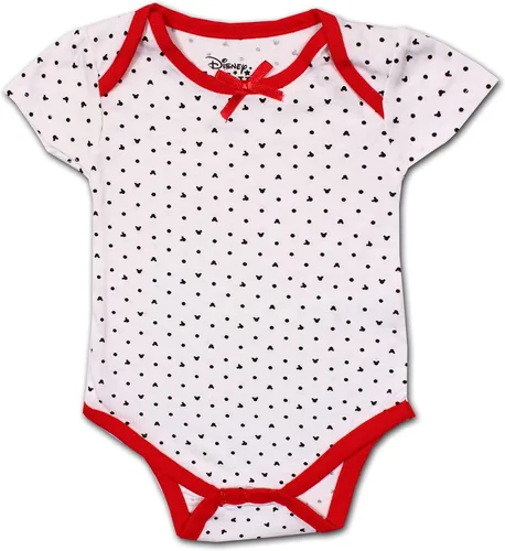 Vista 4 de Disney Girl's 3-Pack Minnie Mouse Short Sleeve Bodysuit Creepers, Pink