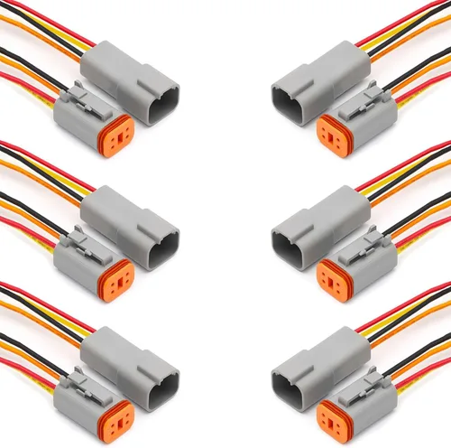 Vista 14 de Paquete de 6 conectores Deutsch DT de 2 pines, conectores eléctricos impermeables macho y hembra, arnés de cableado con cable de 16 AWG