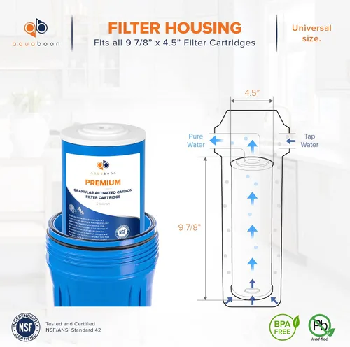 Vista 2 de Aquaboon Cartucho de filtro de agua de carbón activado granular de 5 micras de 10 x 4.5 pulgadas, repuesto de filtro de agua para toda la casa