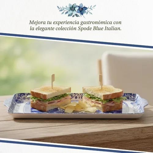 Vista 5 de Spode Blue Italian Collection - Bandeja para sándwiches (15.25 x 6.5 pulgadas), pieza rectangular de melamina con diseño de campo inspirado