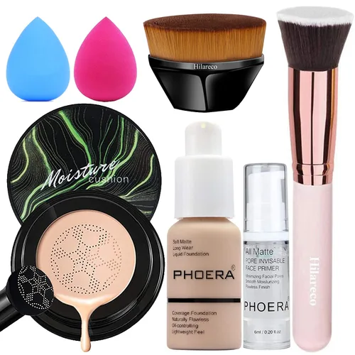 Vista 7 de Hilareco PHOERA Foundation, cojín de aire de cabeza de hongo, base natural CC crema, base de maquillaje PHOERA, cobertura completa, imprimación