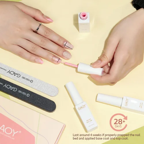 Vista 6 de GAOY Esmalte de uñas de gel, 6 colores clásicos, negro, blanco, dorado, plateado para diseño de pintura de uñas con pincel fino, manicura francesa