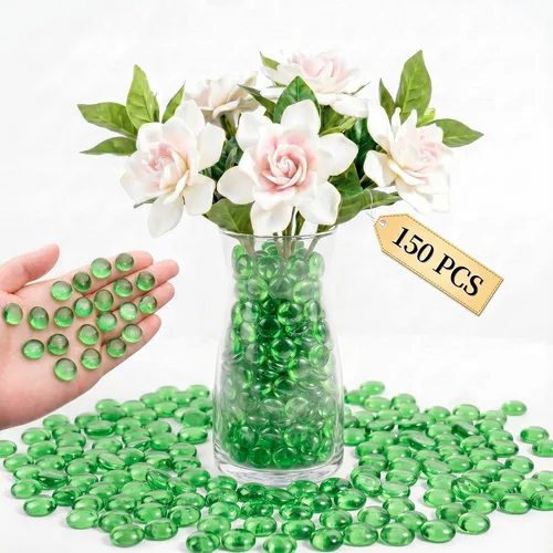 Vista 17 de Mini cuentas de vidrio para jarrones, 0.97 libras de relleno de jarrón decorativo, cuentas planas, gemas de vidrio para manualidades, piedras