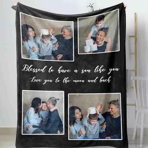 Vista 31 de D-Story Manta personalizada con foto, entrega al día siguiente, hecha en EUA, Manta de collage personalizada, haz una manta personalizada