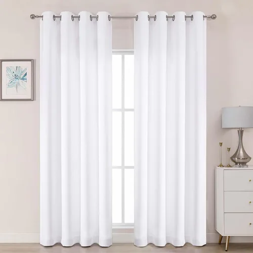 Vista 55 de OWENIE Cortinas 100% opacas de 63 pulgadas de largo, 2 paneles para dormitorio, sala de estar, cortinas superiores con ojales con aislamiento Negro