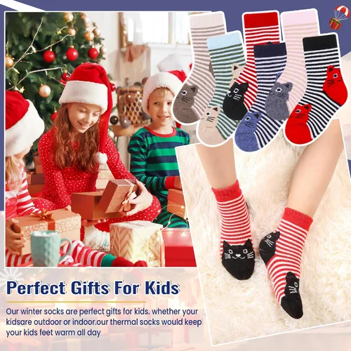 Vista 83 de Eocom 6 pares de calcetines de invierno cálidos de lana para niños y niñas
