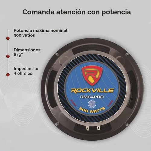 Vista 7 de Rockville RM84PRO - Altavoz para automóvil de rango medio de 8 pulgadas, 4 ohmios SPL, 108dB