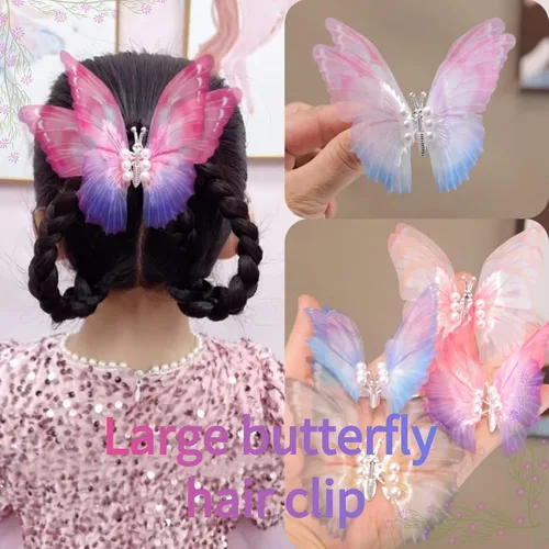 Vista 2 de 6 pinzas grandes de mariposa para el cabello para niñas y mujeres, grandes antideslizantes y fuertes pinzas de metal para el cabello, pinzas