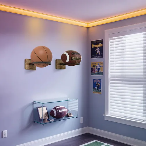 Vista 7 de Basketball Holder Wall Mount with Wooden Base
