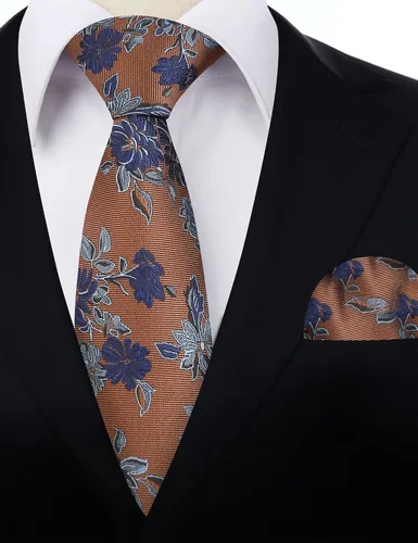 Vista 72 de Alizeal Mens 3.15inches Leaf Flower Pattern Tie with Floral Pocket Square Set