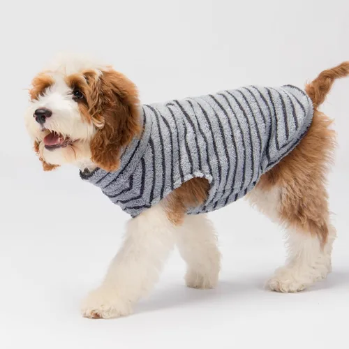 Vista 4 de Fitwarm 2 Pack Suéter de forro polar a rayas para perro, ropa de invierno cálida para perros pequeños, niño o niña, atuendo de peluche