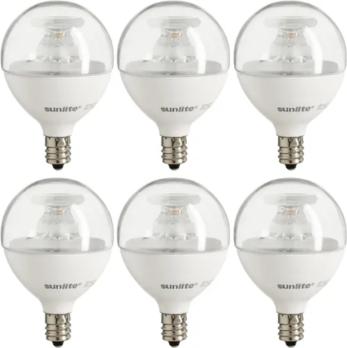 Vista 8 de Sunlite Bombilla LED G16.5, 7 vatios (equivalente a 60 W), 500 lúmenes, regulable, base de candelabro tipo G en forma de globo E12, bombillas Blanco