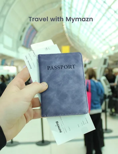Vista 3 de Mymazn Portatarjetas de pasaporte y vacunación Combo de portatarjetas para pasaporte y cartera de viaje con tarjetero de vacunación, funda