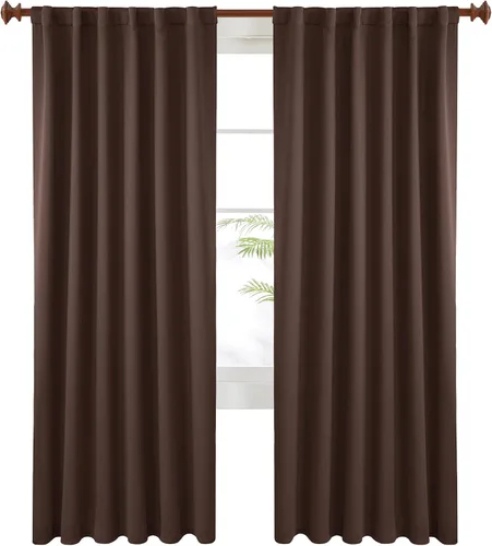 Vista 8 de KEMCO Cortinas opacas con pestaña trasera y bolsillo para barra, cortinas opacas con aislamiento térmico sólido para sala de estar, dormitorio