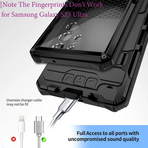 Vista 6 de Lunivop para Samsung Galaxy S23 Ultra Funda metálica dura para Galaxy S23 Ultra 5G con lente de protección de pantalla incorporada y tornillos Grado