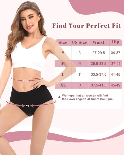 Vista 7 de Sunm Boutique 3 Pack Incontinence Underwear for Women Comfortable Leakproof Panties Tummy Control
