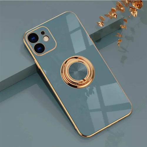 Vista 103 de Compatible con iPhone 11 Kickstand, anillo de rotación de 360 grados integrado con borde de oro rosa brillante que funciona con soporte magnético