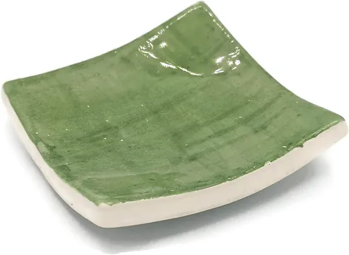 Vista 9 de Clay Ring Dish, Small Square Handmade Ceramic Trinket Dish, Small Tealight Candle Holder, Teabag Holder (Aquarius)