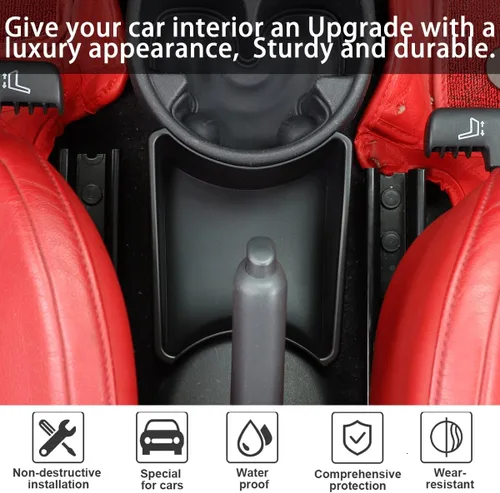 Vista 3 de HAPPYHORSE Caja de Almacenamiento para Consola de Coche Bandeja Organizadora Compatible con Fiat 500 2007-2015 Portavasos de Control Central Caja