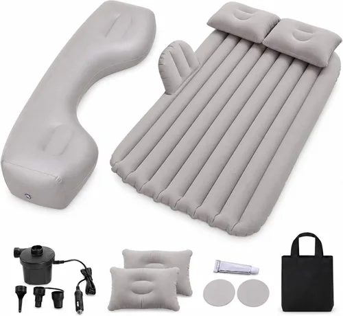 Vista 11 de Inflatable Car Air Mattress, Split Design Back Seat Car Travel Air Bed with Air Pump, Pillows & Support Column, Thickened Portable Blow Up Sleeping