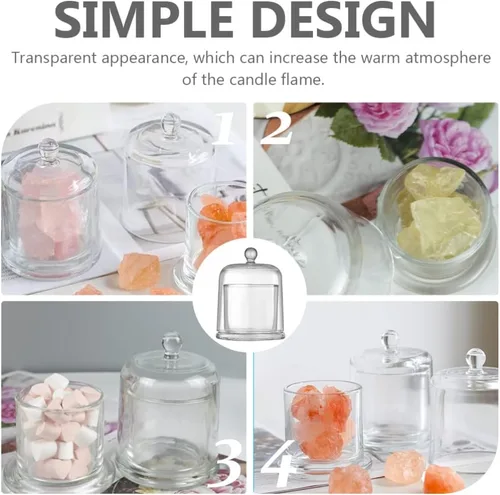 Vista 3 de Zerodeko Mantequillera de cristal con tapa con asa, contenedor de almacenamiento de aperitivos de frutas y postres, caja de queso rústica