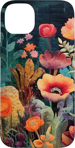 Vista 15 de iPhone 16 Flores coloridas en funda de edredón óptica, flores