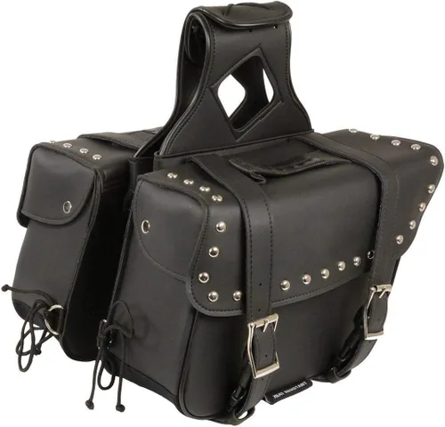 Vista 7 de Milwaukee Leather SH58001ZB tiro inclinado de PVC negro medio con cremallera sobre alforjas - talla única (SH58001ZB-BLK-PCS)