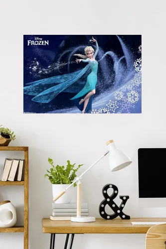 Vista 11 de Trends International Disney Frozen - Póster de pared de Elsa, 22.4 pulgadas de largo x 14.7 pulgadas, versión enmarcada en madera de granero