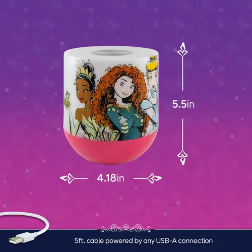 Vista 5 de Disney Princesas - Lámpara de Noche LED de Mesa con Cambio de Color, Sensor Táctil, Moana, Bella, Jasmine, Mulan, para Niños, Bebés, Dormitorio