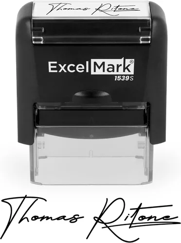 Vista 7 de ExcelMark Sello de firma personalizado, autoentintado, extra grande
