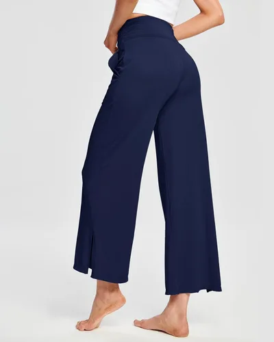 Vista 2 de HARTPOR Pantalones de yoga de pierna ancha para mujer, pantalones palazzo, pantalones casuales de cintura alta, pantalones de pijama cómodos