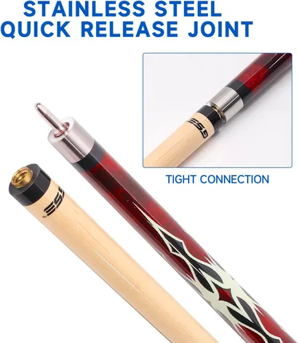 Vista 3 de GSE Games & Sports Expert 58" 2-Piece Canadian Maple Hardwood Billiard Pool Cue Sticks for Men/Women, House or Commercial/Bar Use